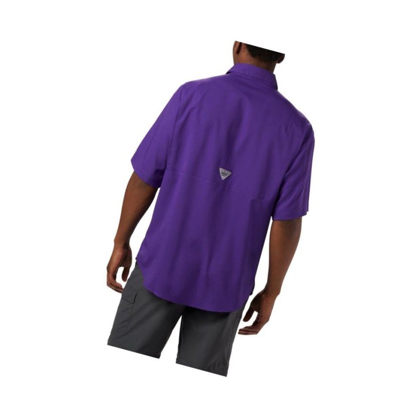 Columbia Collegiate PFG Tamiami Short Sleeve - LSU Gömlek Erkek Mor | 52186-ABZY
