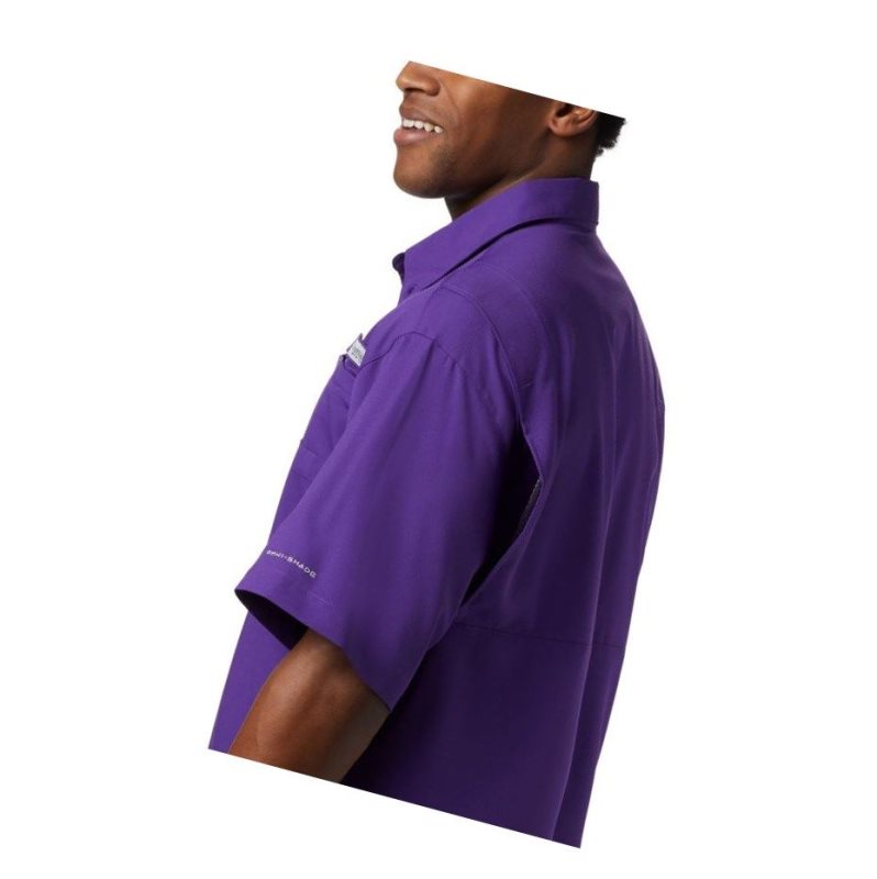 Columbia Collegiate PFG Tamiami Short Sleeve - LSU Gömlek Erkek Mor | 52186-ABZY