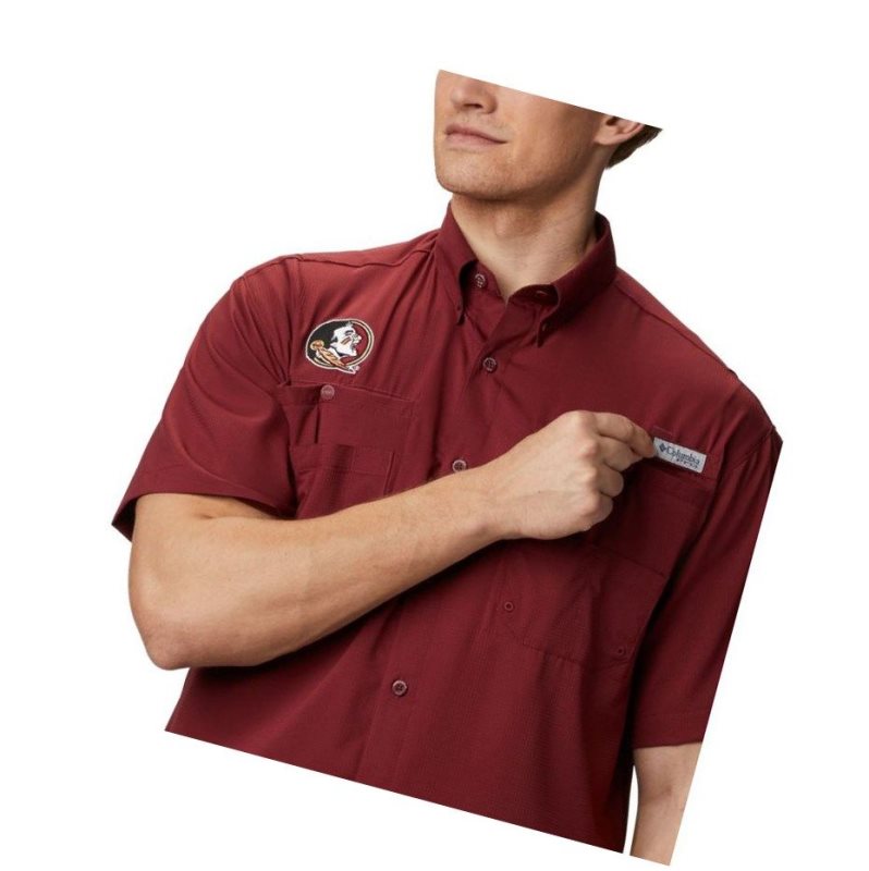 Columbia Collegiate PFG Tamiami Short Sleeve - Florida State Gömlek Erkek Koyu Kırmızı | 42965-EWSI