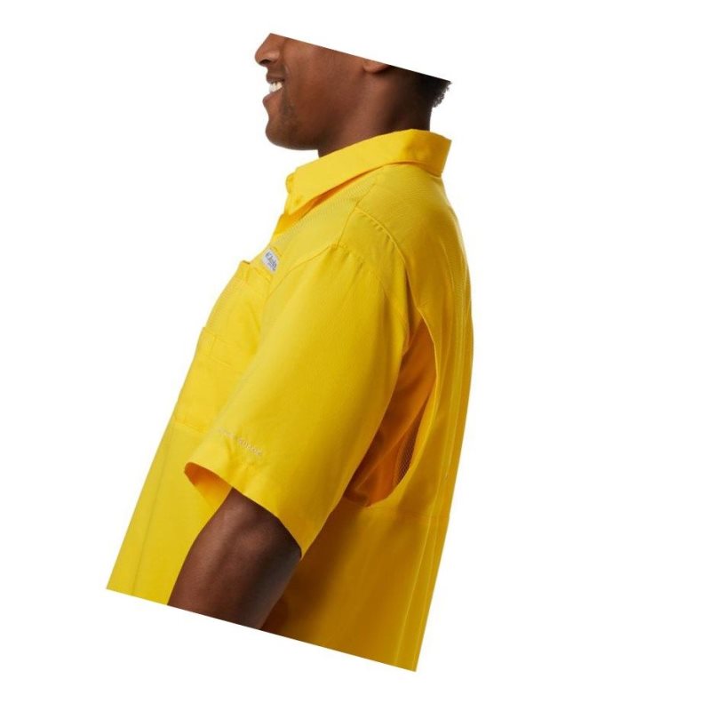 Columbia Collegiate PFG Tamiami Short Sleeve - LSU Gömlek Erkek Sarı | 04675-QESP