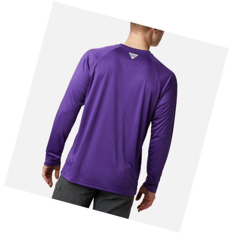 Columbia Collegiate PFG Terminal Tackle Long Sleeve - LSU Sweatshirt Erkek Mor Sarı | 97453-OBPY