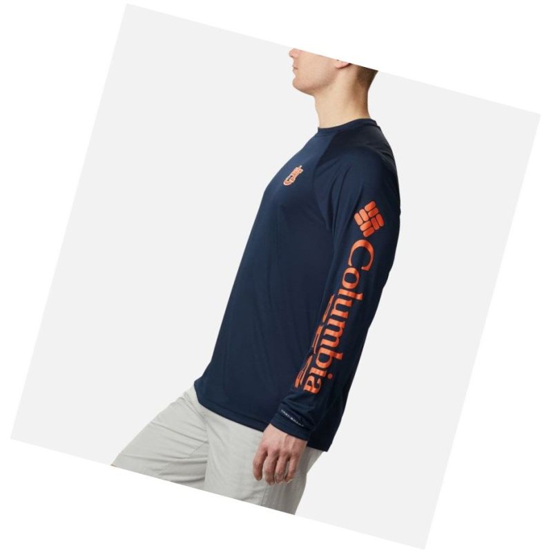 Columbia Collegiate PFG Terminal Tackle Long Sleeve - Auburn Sweatshirt Erkek Lacivert Turuncu | 54017-BKZW