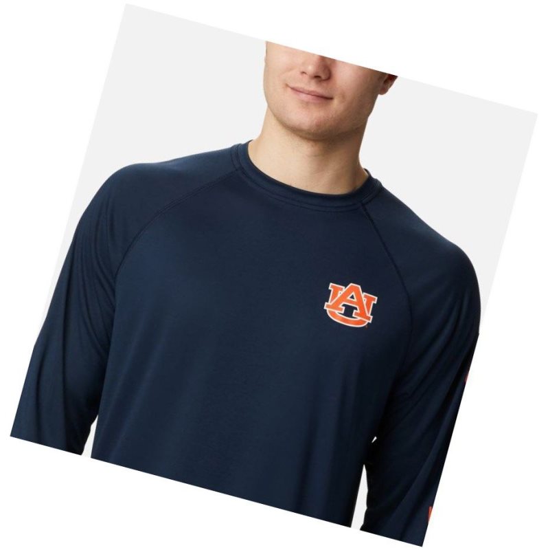 Columbia Collegiate PFG Terminal Tackle Long Sleeve - Auburn Sweatshirt Erkek Lacivert Turuncu | 54017-BKZW