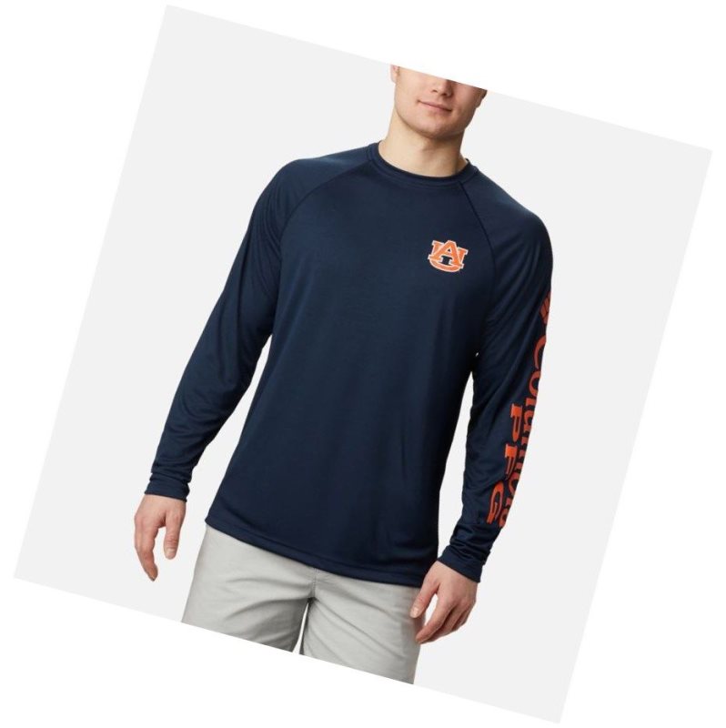 Columbia Collegiate PFG Terminal Tackle Long Sleeve - Auburn Sweatshirt Erkek Lacivert Turuncu | 54017-BKZW