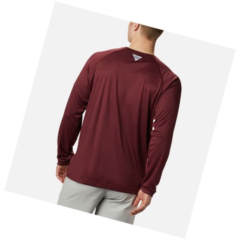 Columbia Collegiate PFG Terminal Tackle Long Sleeve - Virginia Tech Sweatshirt Erkek Koyu Bordo Kahverengi Turuncu | 28540-TYKQ