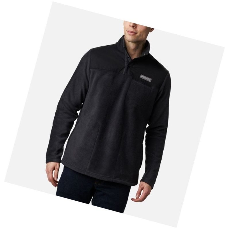 Columbia Cottonwood Park Half Snap Fleece Sweatshirt Erkek Siyah | 64705-ZLAX