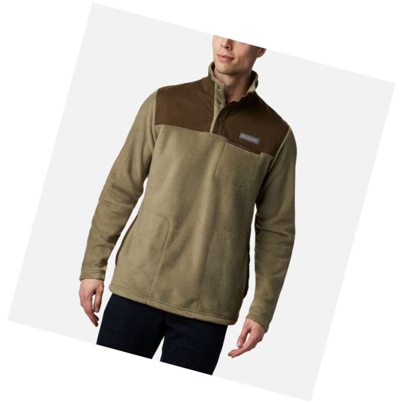 Columbia Cottonwood Park Half Snap Fleece Sweatshirt Erkek Gri Yeşil Zeytin Yeşili | 37129-GJMK
