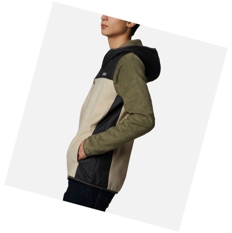 Columbia Cottonwood Park Overlay Full Zip Fleece Mont Erkek Gri Yeşil Haki | 63584-ADFB