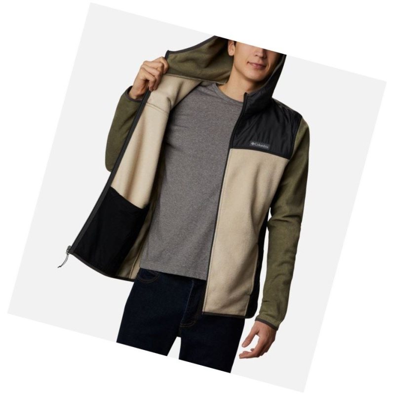 Columbia Cottonwood Park Overlay Full Zip Fleece Mont Erkek Gri Yeşil Haki | 63584-ADFB