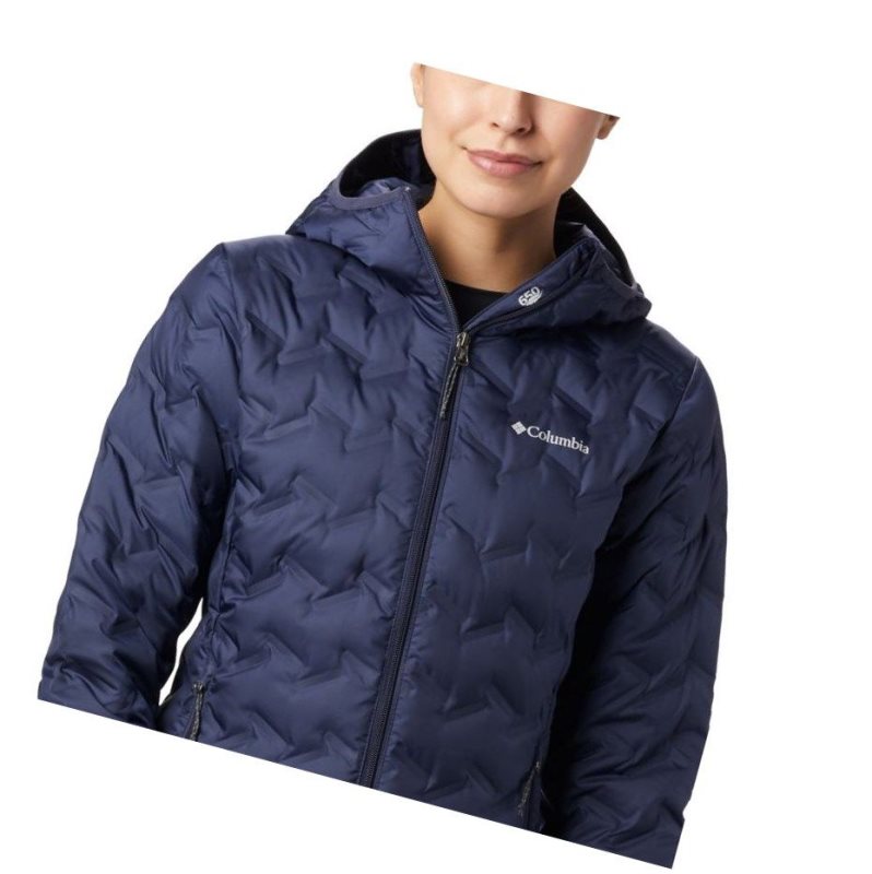 Columbia Delta Ridge Down Hooded Mont Kadın Lacivert | 50126-BOHI