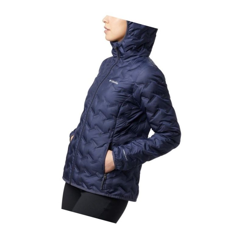 Columbia Delta Ridge Down Hooded Mont Kadın Lacivert | 50126-BOHI