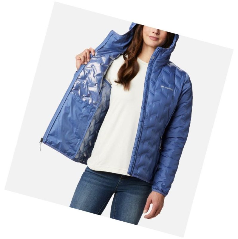 Columbia Delta Ridge Down Hooded Mont Kadın Mavi | 16837-ETUQ