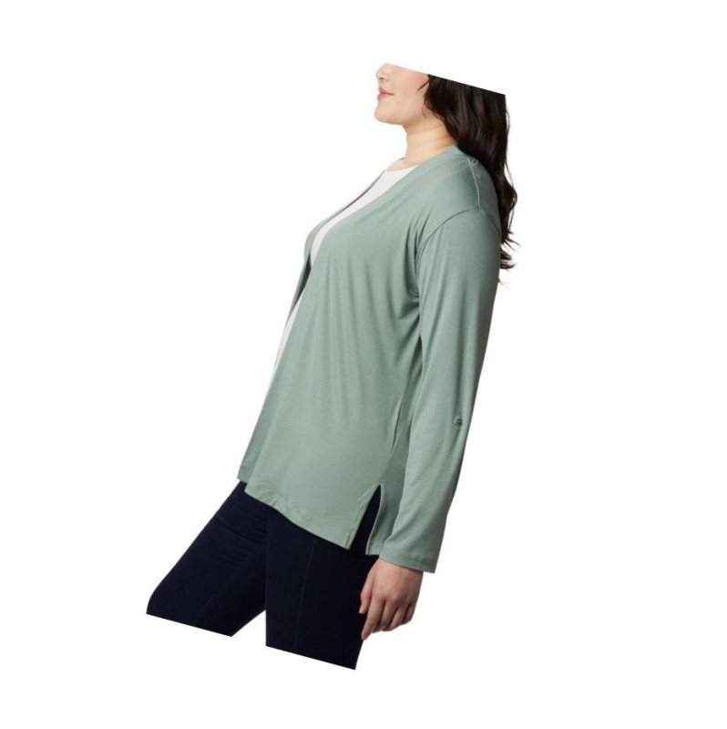 Columbia Essential Elements Plus Size Hırka Kadın Açık Yeşil | 74103-YOSU