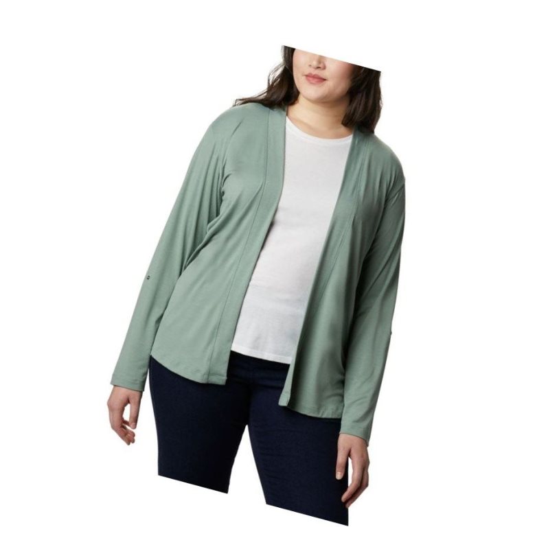Columbia Essential Elements Plus Size Hırka Kadın Açık Yeşil | 74103-YOSU