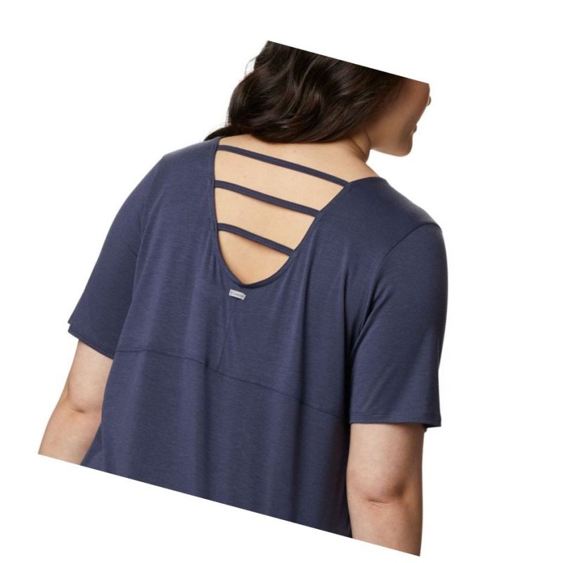 Columbia Essential Elements Short Sleeve Plus Size Tişört Kadın Lacivert | 96271-ILHU