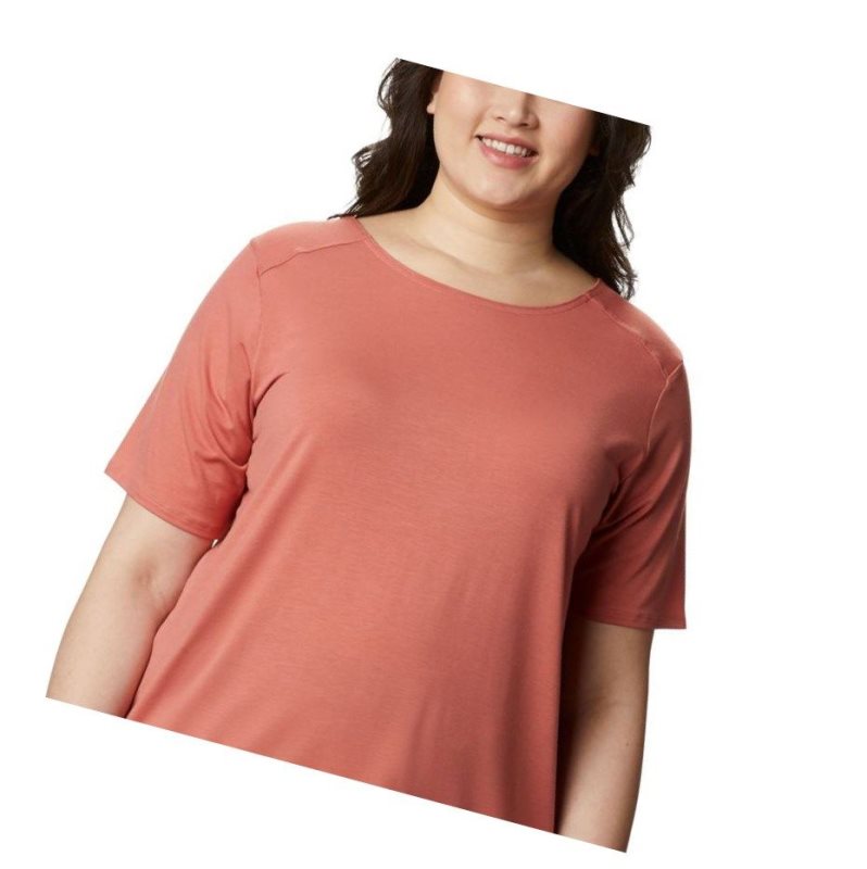 Columbia Essential Elements Short Sleeve Plus Size Tişört Kadın Koyu Mercan | 64058-WRJY