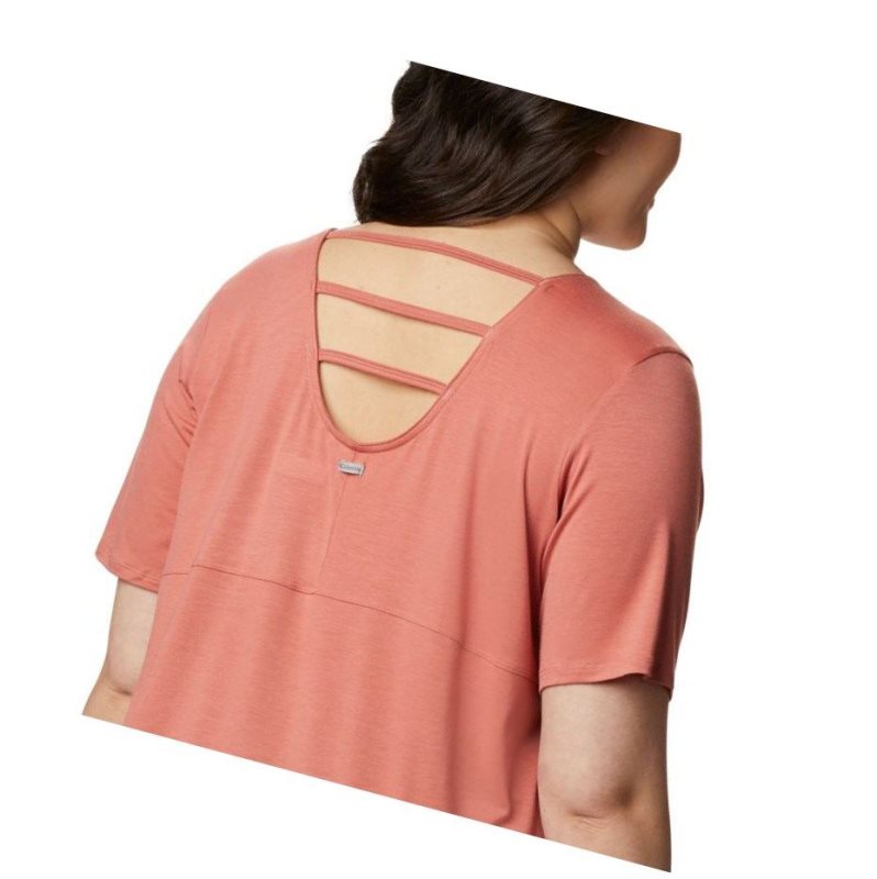 Columbia Essential Elements Short Sleeve Plus Size Tişört Kadın Koyu Mercan | 64058-WRJY