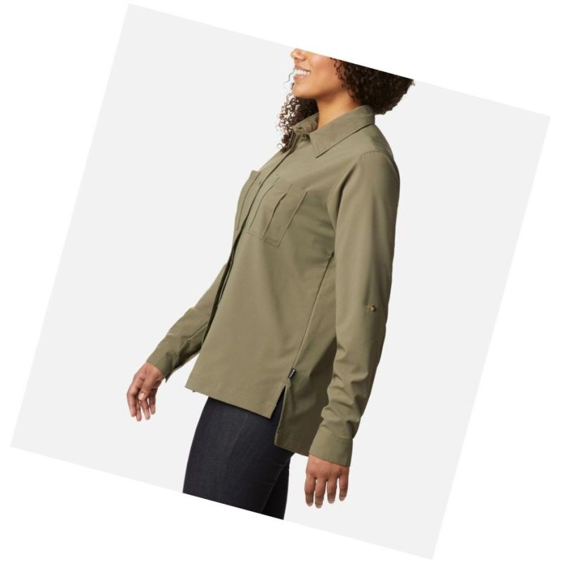 Columbia Essential Elements Woven Long Sleeve Gömlek Kadın Gri Yeşil | 43769-AKGV