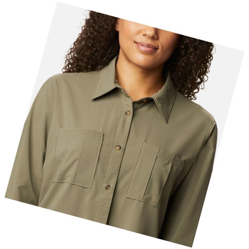 Columbia Essential Elements Woven Long Sleeve Gömlek Kadın Gri Yeşil | 43769-AKGV