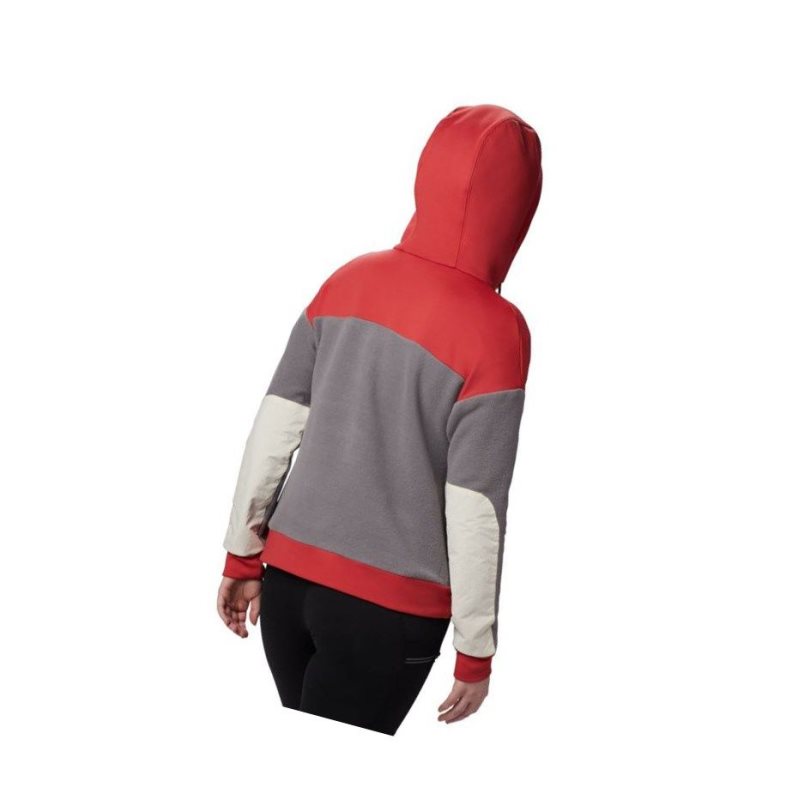 Columbia Exploration Fleece Anorak Kapşonlu Kadın Gri Kırmızı | 78039-REXL