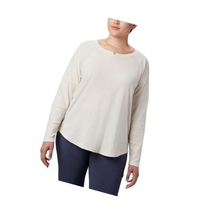 Columbia Fall Pine Washed Crew Plus Size Sweatshirt Kadın Krema | 65970-TGMA