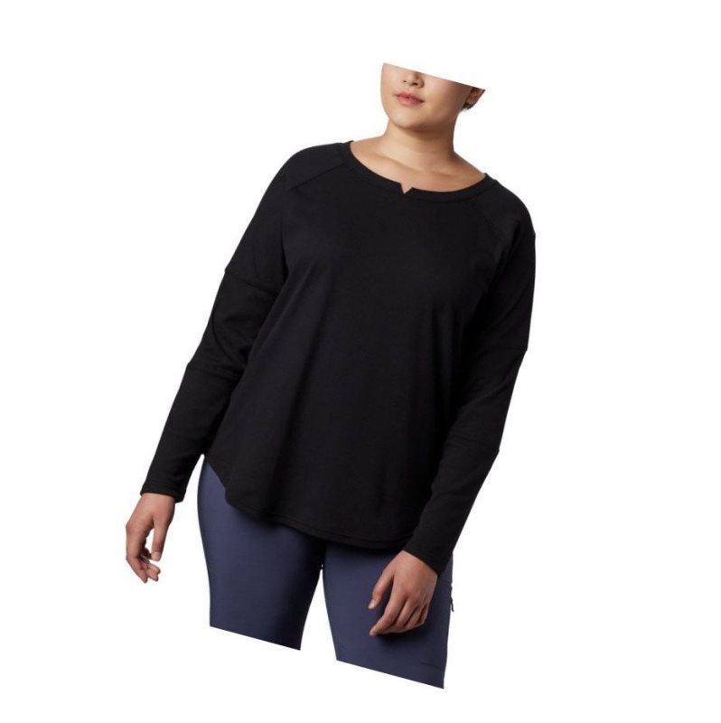 Columbia Fall Pine Washed Crew Plus Size Sweatshirt Kadın Siyah | 35084-PGRH
