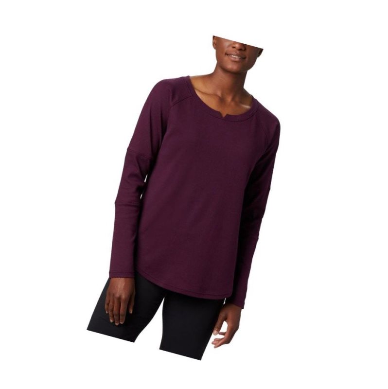 Columbia Fall Pine Washed Crew Sweatshirt Kadın Siyah Pembe | 98105-WQRB
