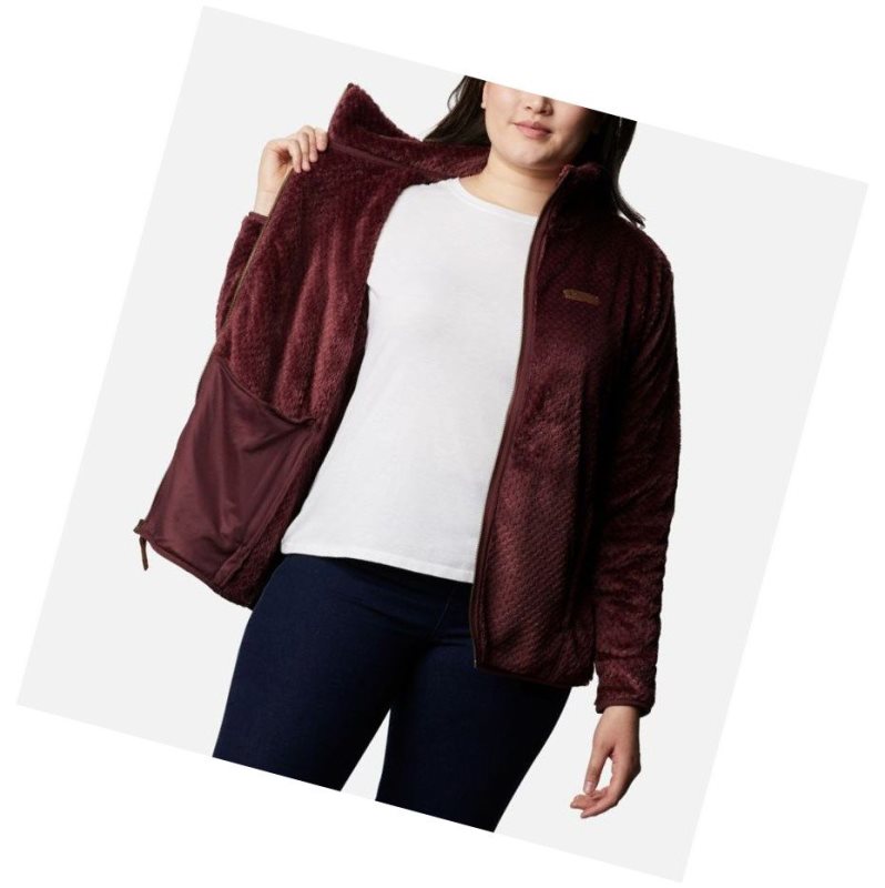 Columbia Fire Side II Plush Full Zip Fleece Plus Size Mont Kadın Bordo | 78914-DRQB