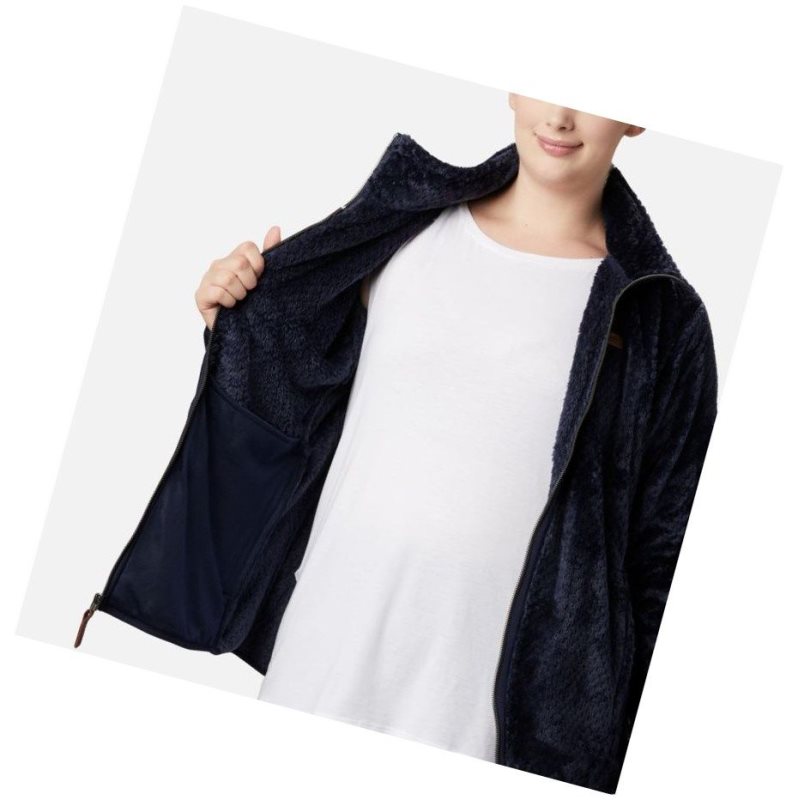 Columbia Fire Side II Plush Full Zip Fleece Plus Size Mont Kadın Lacivert | 57916-HTFQ