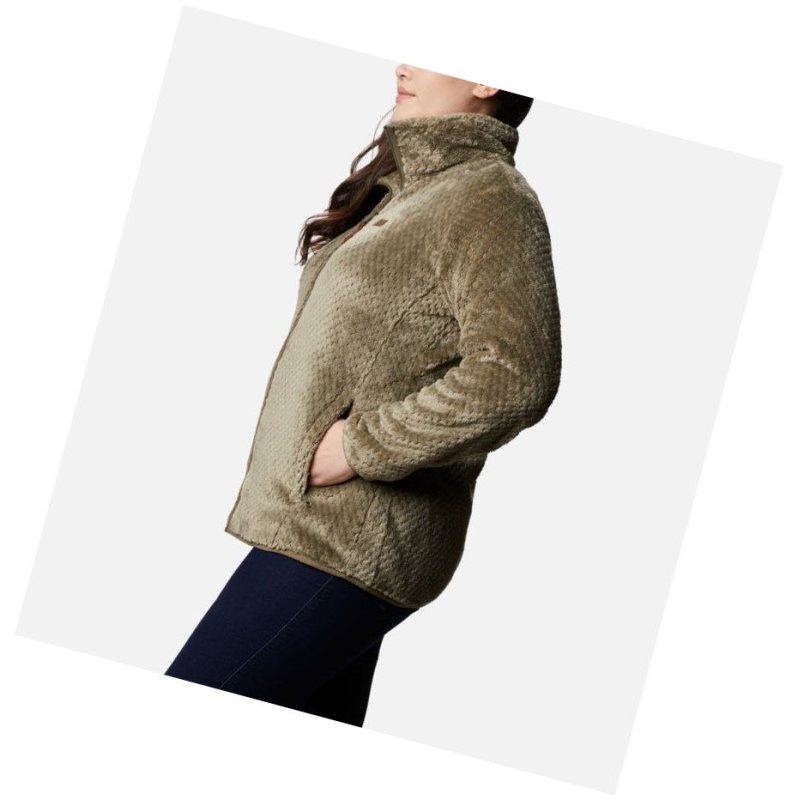 Columbia Fire Side II Plush Full Zip Fleece Plus Size Mont Kadın Gri Yeşil | 13708-ISJQ