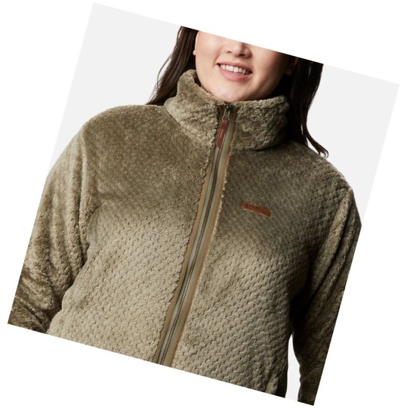 Columbia Fire Side II Plush Full Zip Fleece Plus Size Mont Kadın Gri Yeşil | 13708-ISJQ