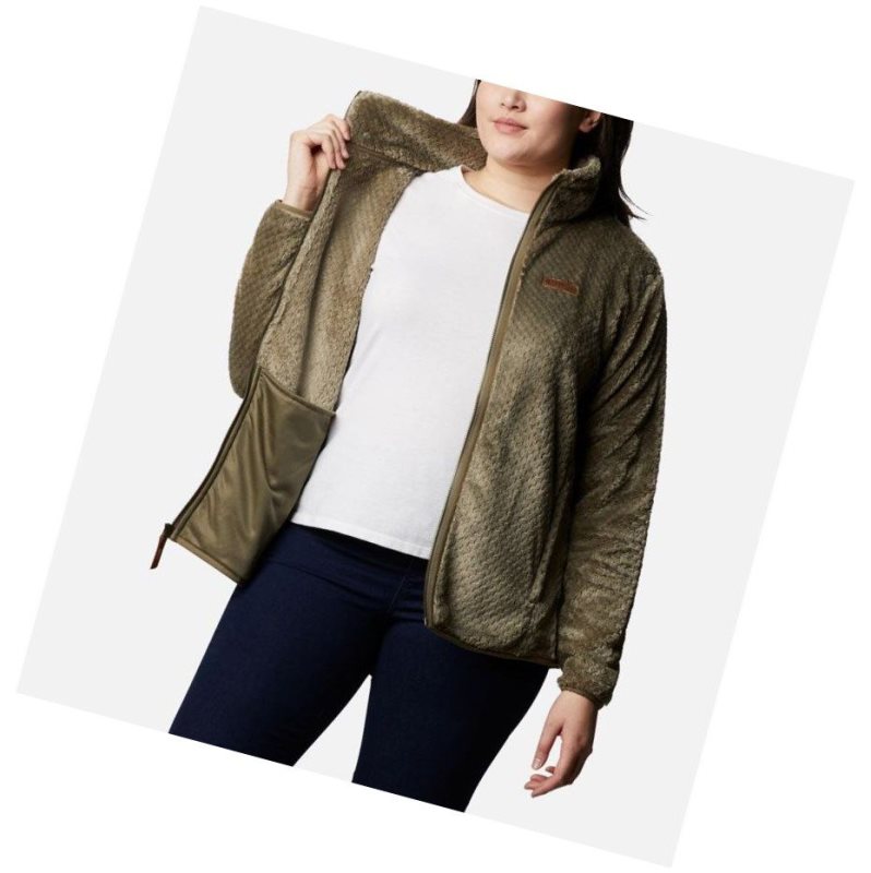 Columbia Fire Side II Plush Full Zip Fleece Plus Size Mont Kadın Gri Yeşil | 13708-ISJQ