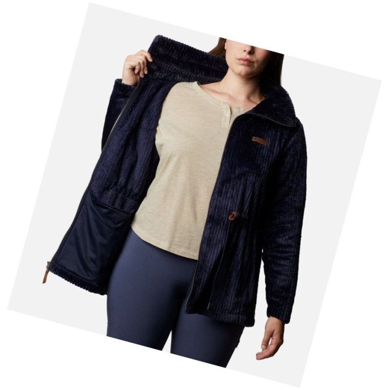 Columbia Fire Side Long Full Zip Sherpa Fleece Plus Size Mont Kadın Lacivert | 57239-ZMIR