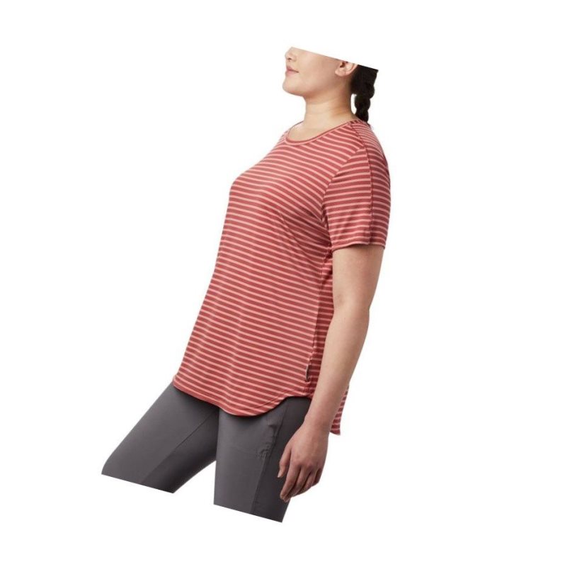 Columbia Firwood Camp II Short Sleeve Plus Size Tişört Kadın Kırmızı | 29054-YIJX