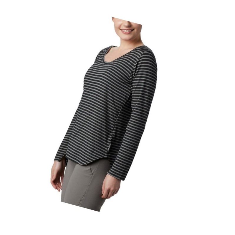 Columbia Firwood Camp Long Sleeve Sweatshirt Kadın Siyah | 16493-SPDQ