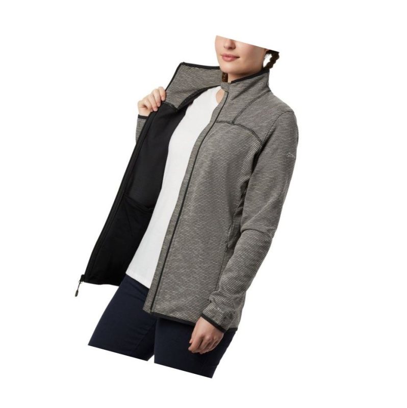 Columbia Firwood Camp Striped Full Zip Fleece Mont Kadın Siyah | 81746-WDYL
