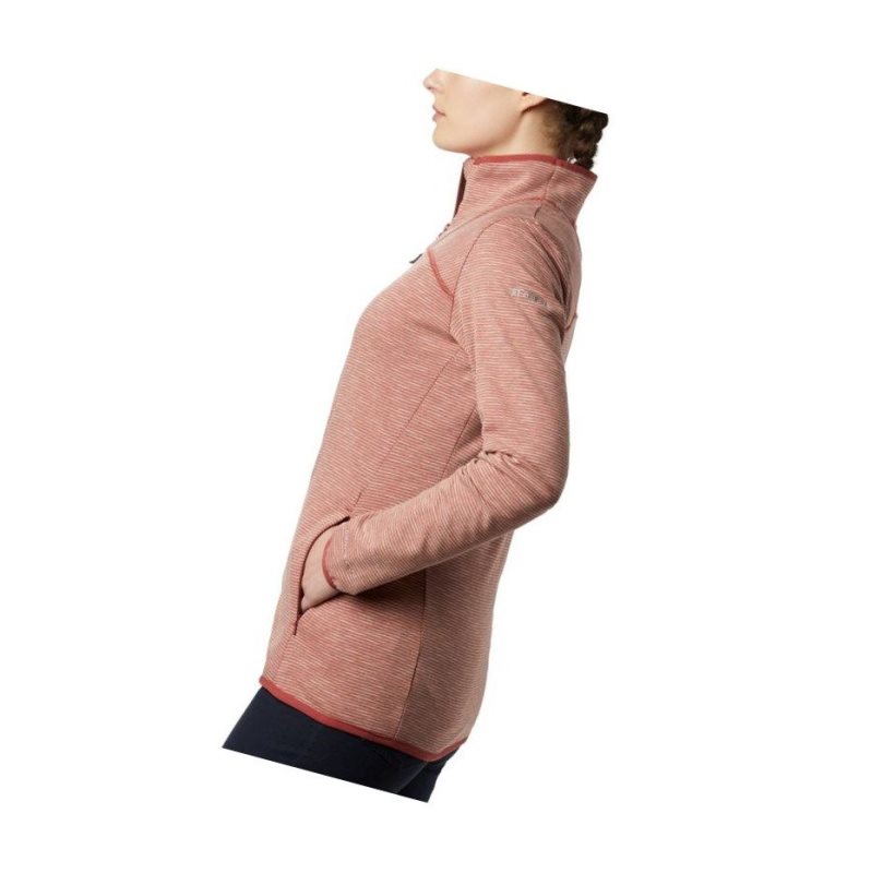Columbia Firwood Camp Striped Full Zip Fleece Mont Kadın Kırmızı | 45807-CAER