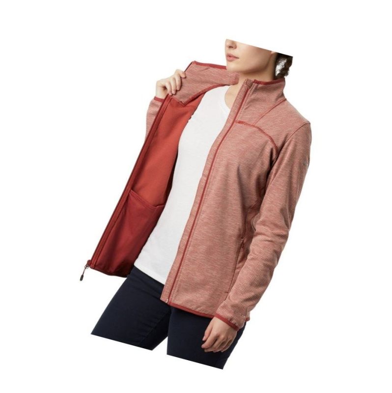 Columbia Firwood Camp Striped Full Zip Fleece Mont Kadın Kırmızı | 45807-CAER