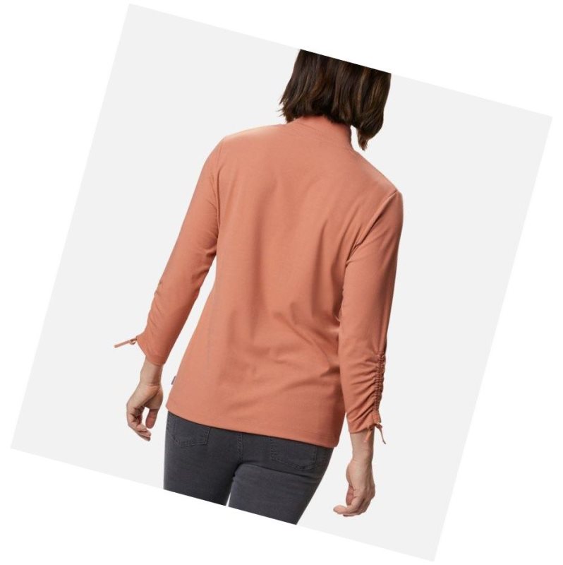 Columbia Firwood Ribbed Knit Three-Quarter Sleeve Sweatshirt Kadın Pembe | 06271-OYHU