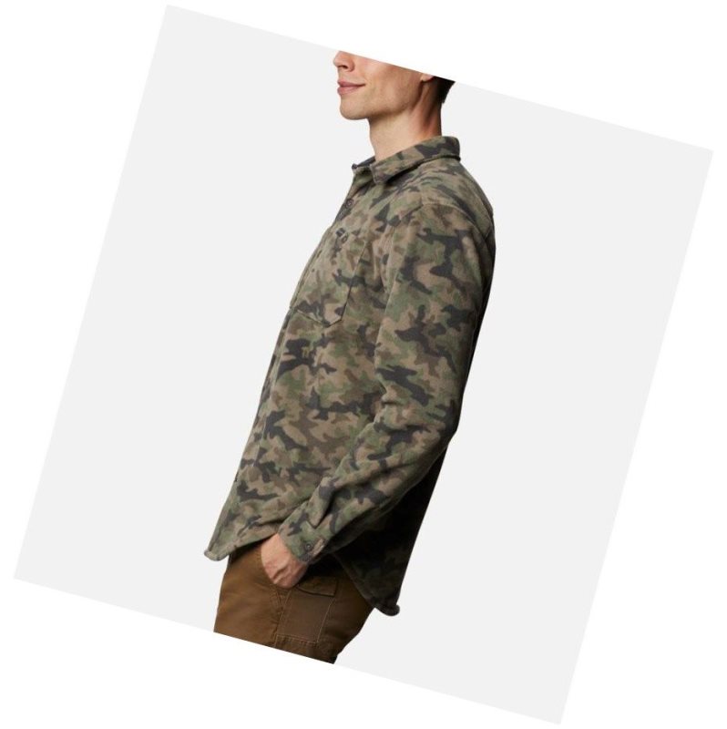 Columbia Flare Gun Fleece Over Gömlek Erkek Gri Yeşil Camo | 04865-XFNY