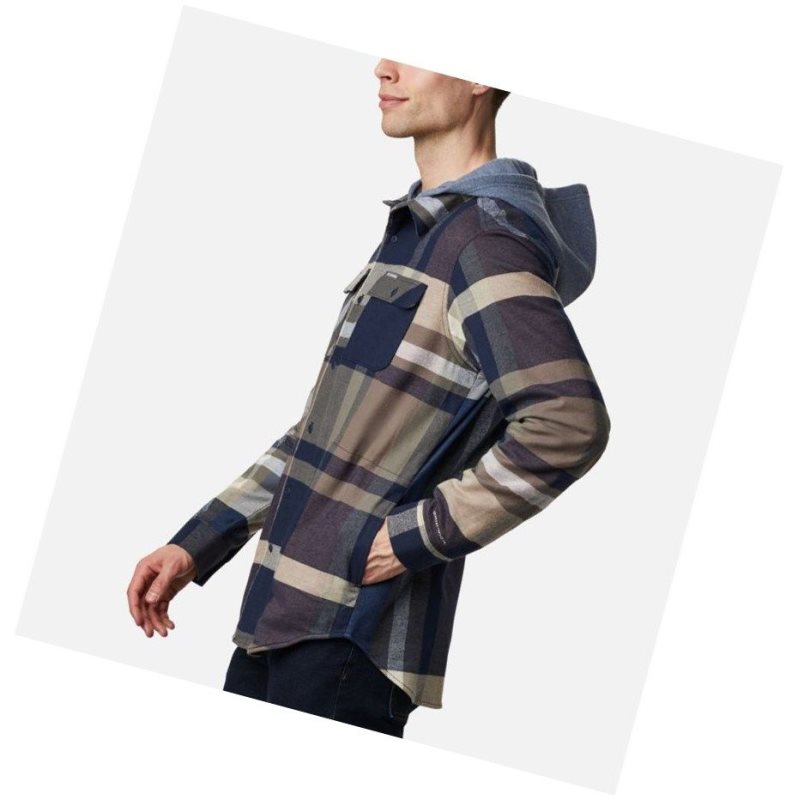 Columbia Flare Gun Stretch Flannel Gömlek Erkek Lacivert Kahverengi | 42893-WUGD