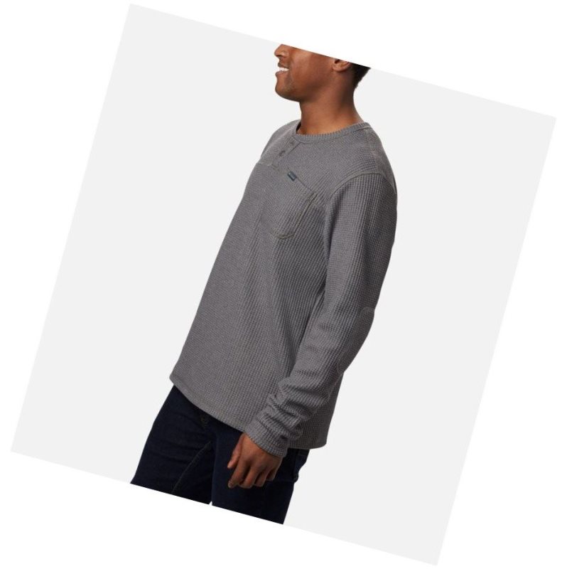 Columbia Flare Gun Waffle Henley Sweatshirt Erkek Gri | 94812-OLGM