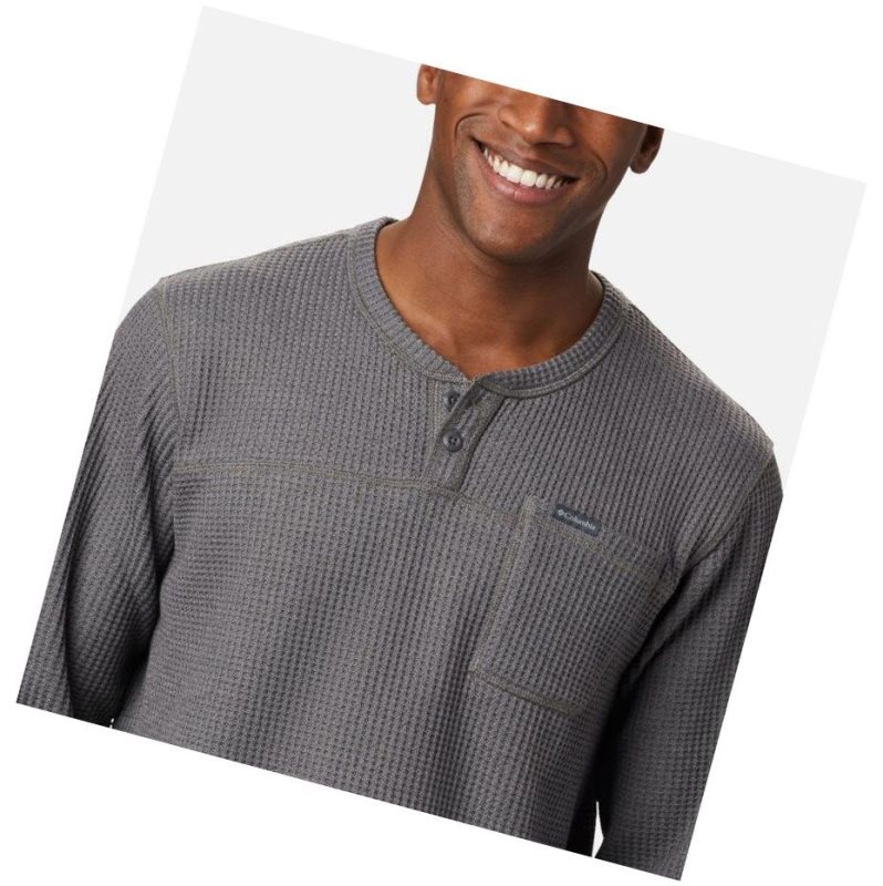 Columbia Flare Gun Waffle Henley Sweatshirt Erkek Gri | 94812-OLGM