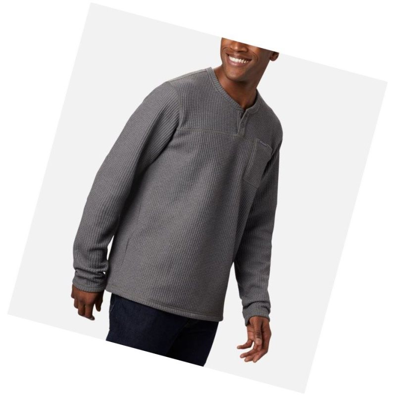 Columbia Flare Gun Waffle Henley Sweatshirt Erkek Gri | 94812-OLGM