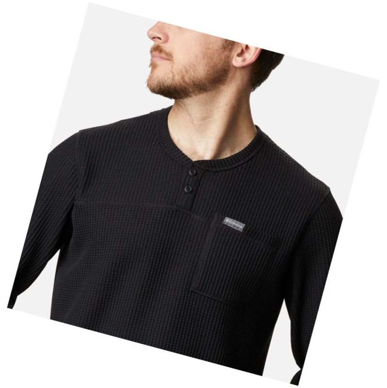 Columbia Flare Gun Waffle Henley Sweatshirt Erkek Siyah | 40721-WOMN
