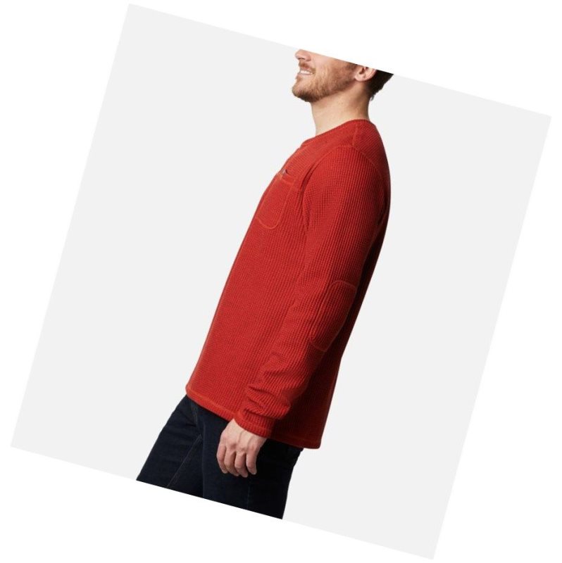 Columbia Flare Gun Waffle Henley Sweatshirt Erkek Kırmızı | 34627-WGAR