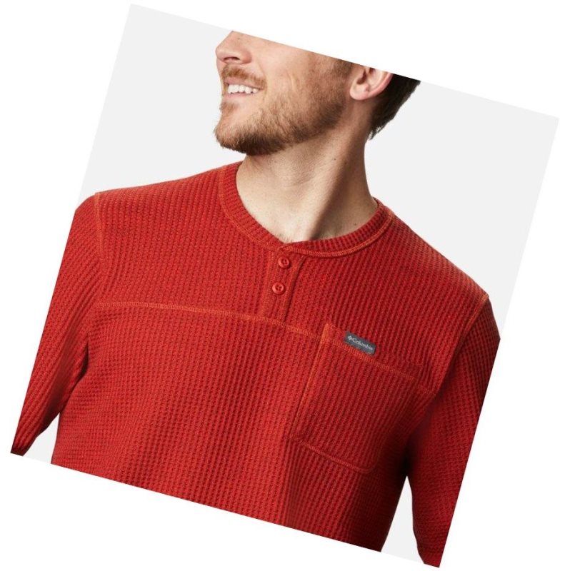 Columbia Flare Gun Waffle Henley Sweatshirt Erkek Kırmızı | 34627-WGAR