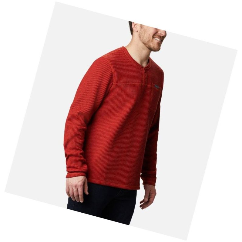 Columbia Flare Gun Waffle Henley Sweatshirt Erkek Kırmızı | 34627-WGAR