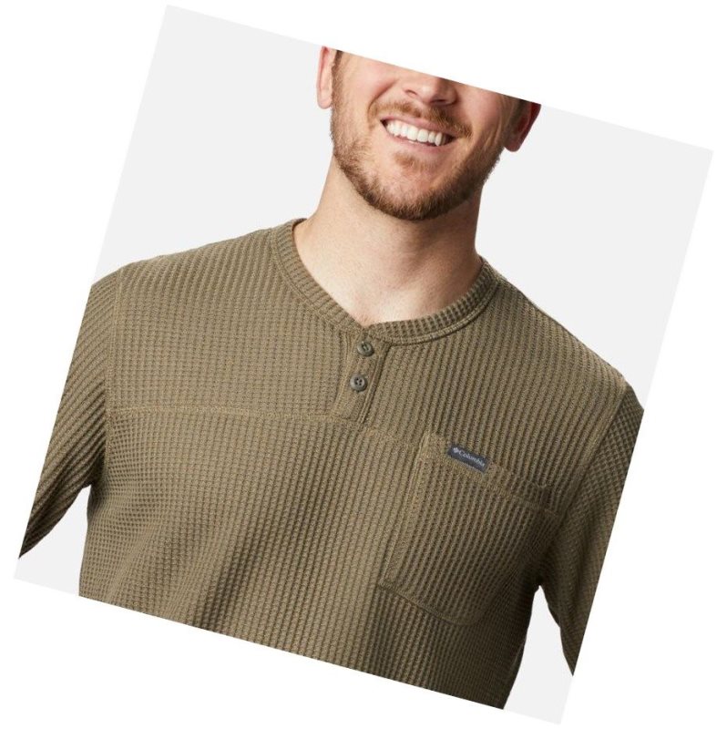 Columbia Flare Gun Waffle Henley Sweatshirt Erkek Gri Yeşil | 06429-OUSG