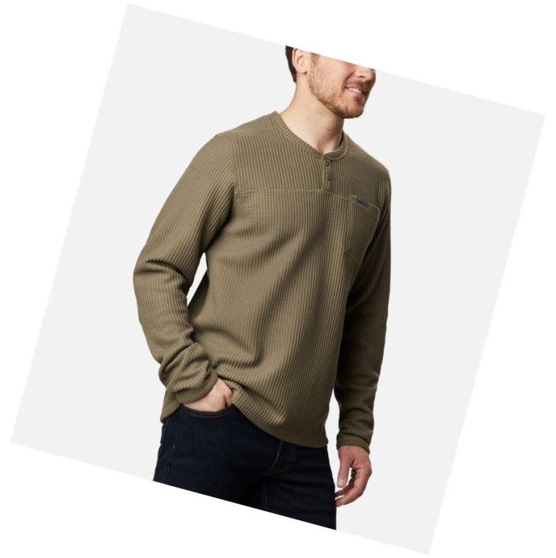 Columbia Flare Gun Waffle Henley Sweatshirt Erkek Gri Yeşil | 06429-OUSG